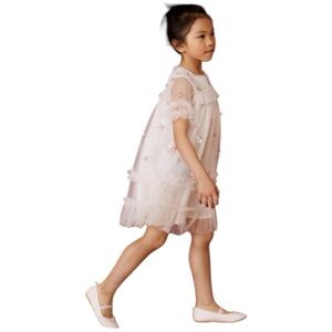 Velveteen Laylani Pink Floral Embroidered Short Sleeve Dress Size 10